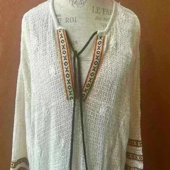 Muche Muchette Boho Crocheted Dress Or Swim Cover-Up One Size Cream EUC! - Picture 5 of 13